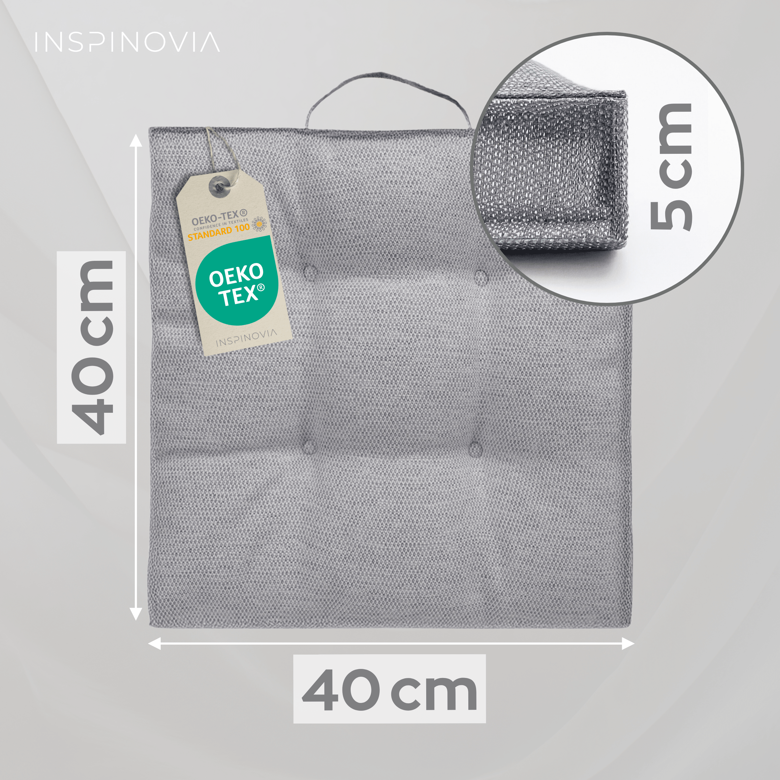 Sitzkissen 40 x 40 cm, 6er Set - Grau - Inspinovia