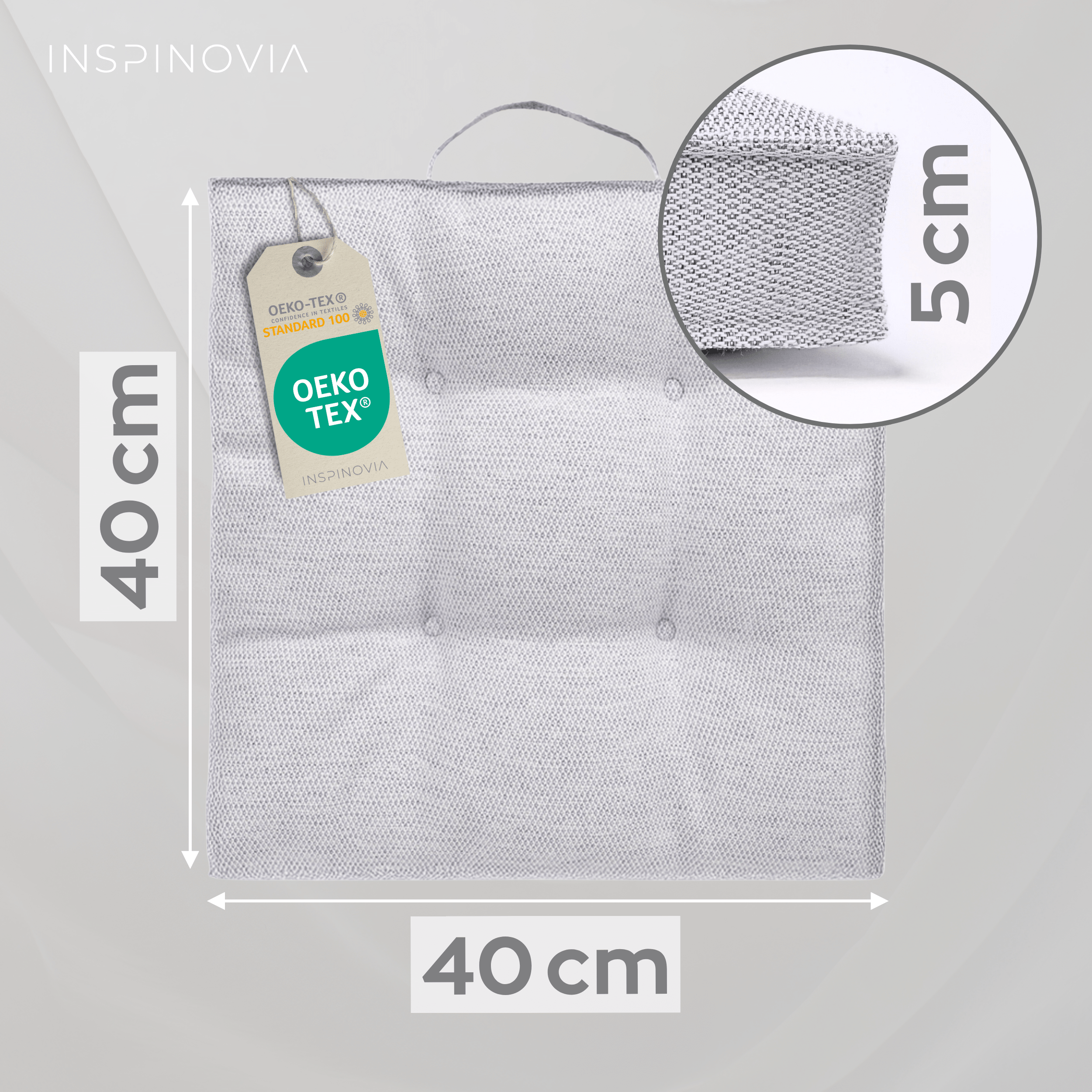 Sitzkissen 40 x 40 cm, 6er Set - Hellgrau - Inspinovia