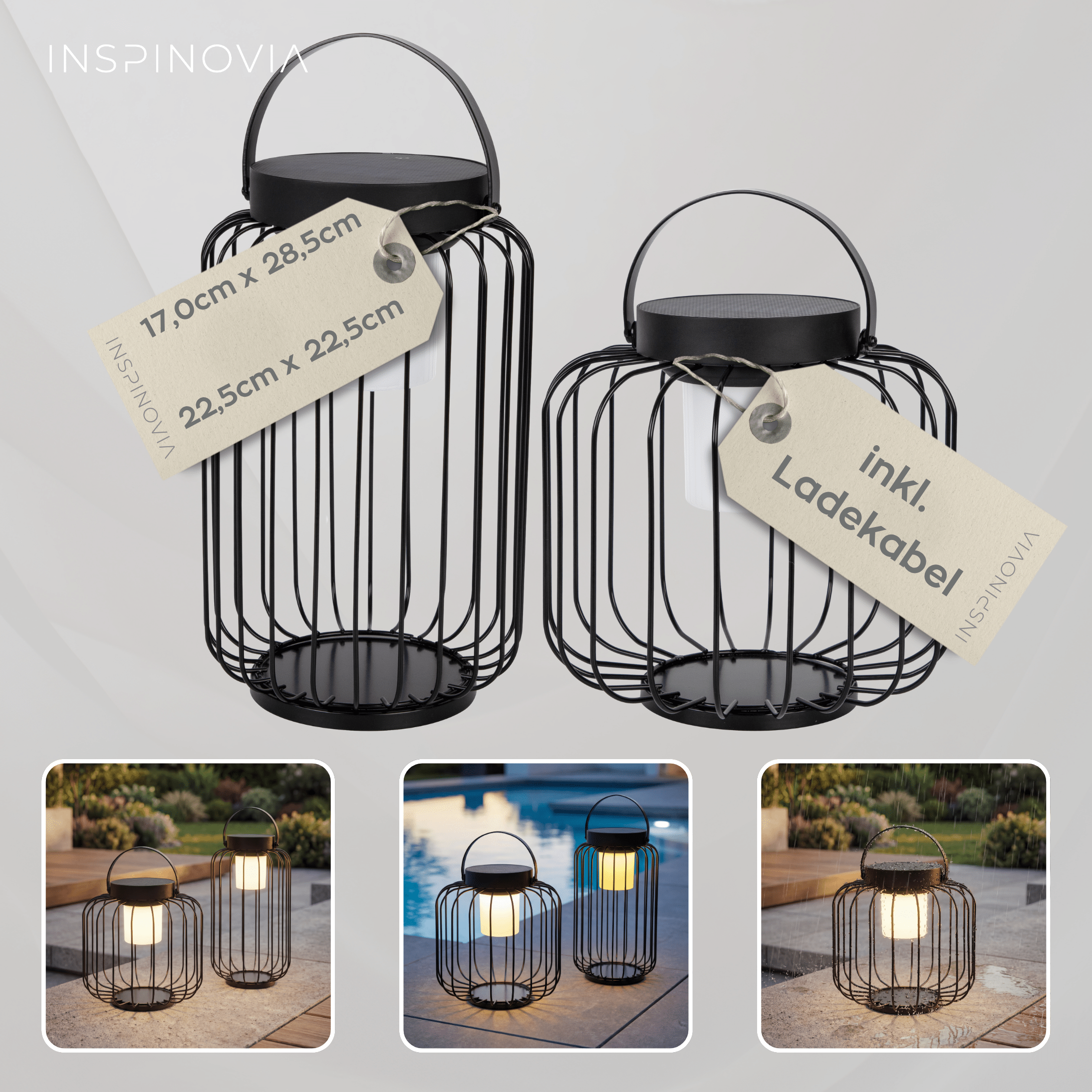 SOLAR Laterne - 2er Set - Inspinovia