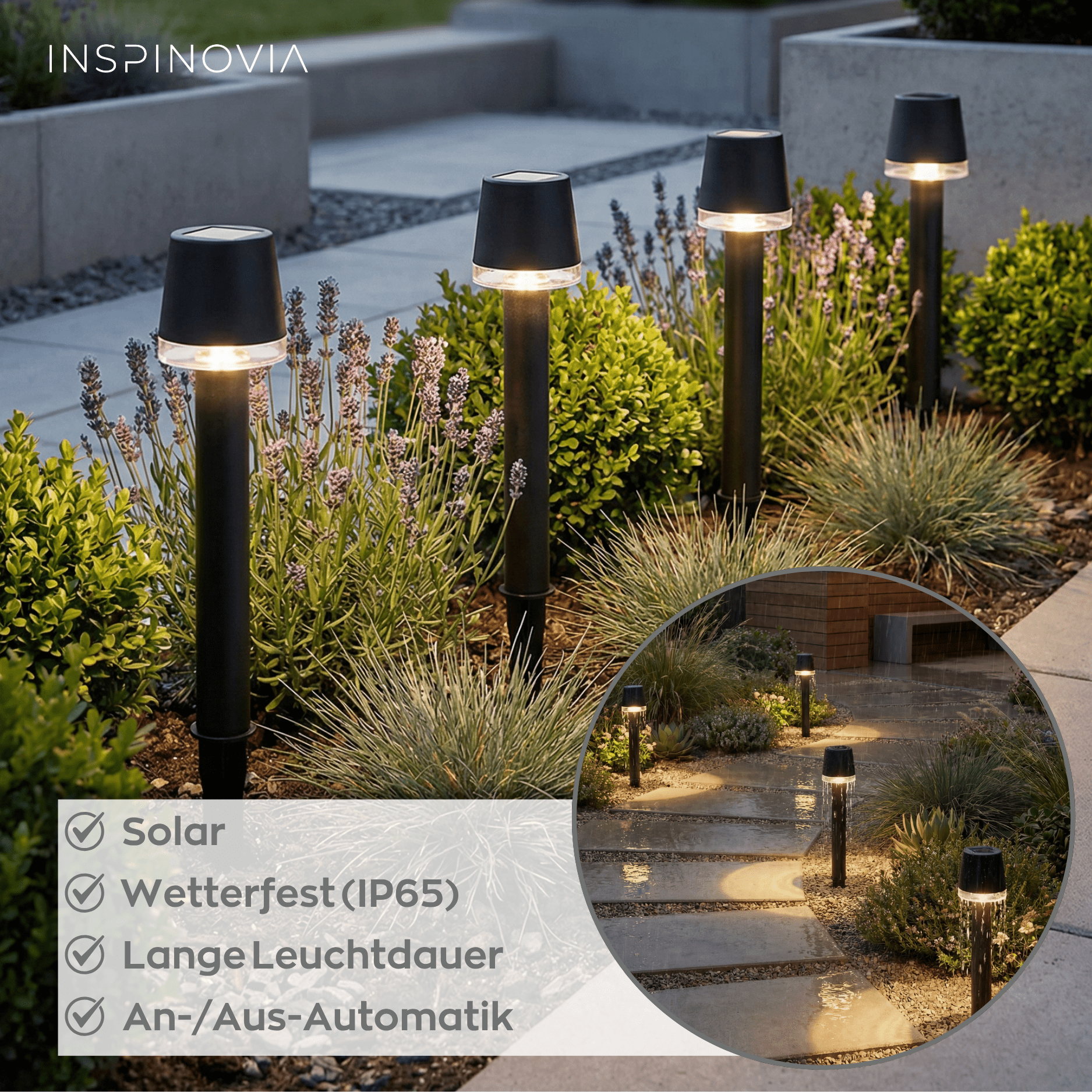 SOLAR Leuchte 4er Set - Modell 1 - Inspinovia