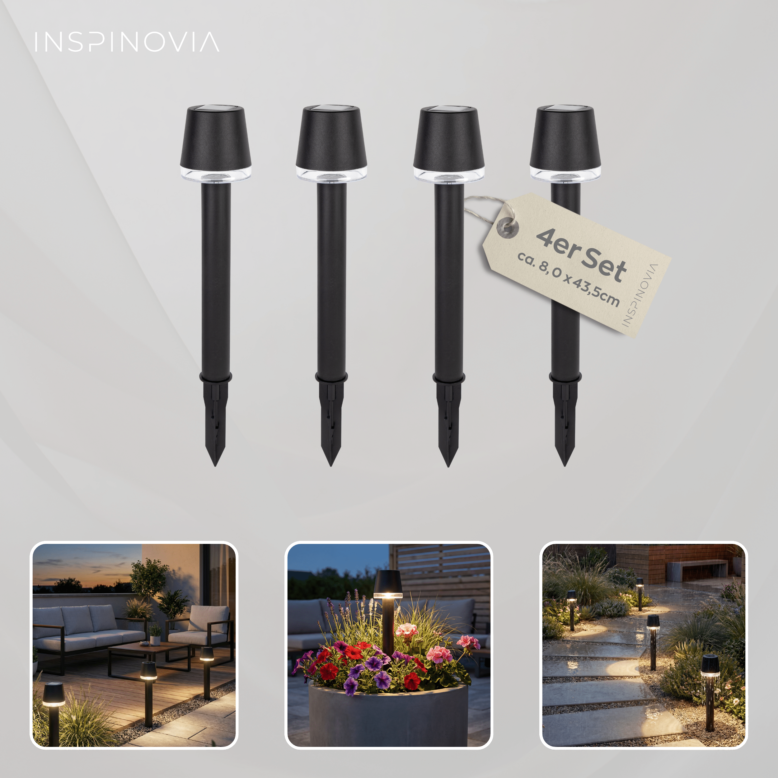 SOLAR Leuchte 4er Set - Modell 1 - Inspinovia