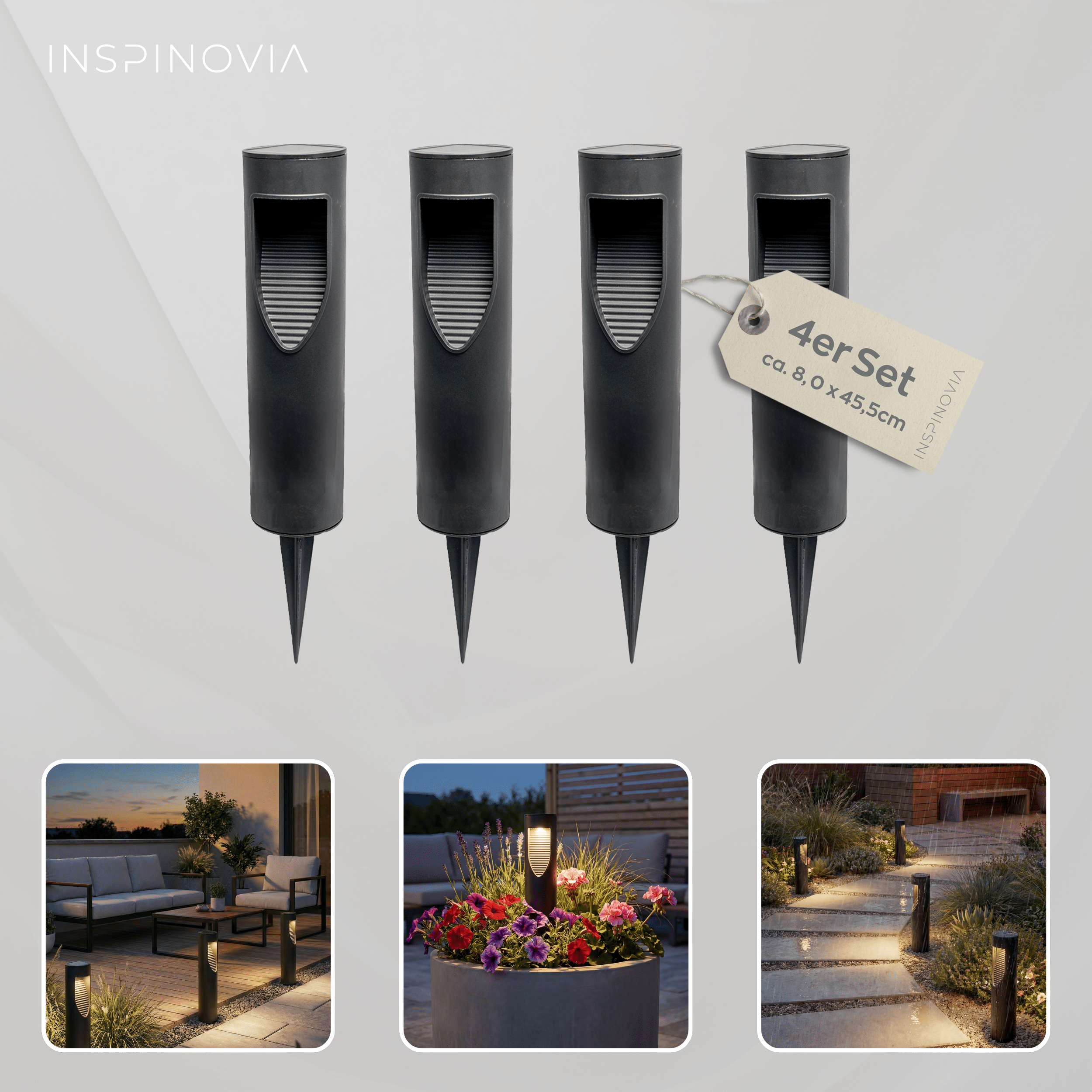 SOLAR Leuchte 4er Set - Modell 2 - Inspinovia
