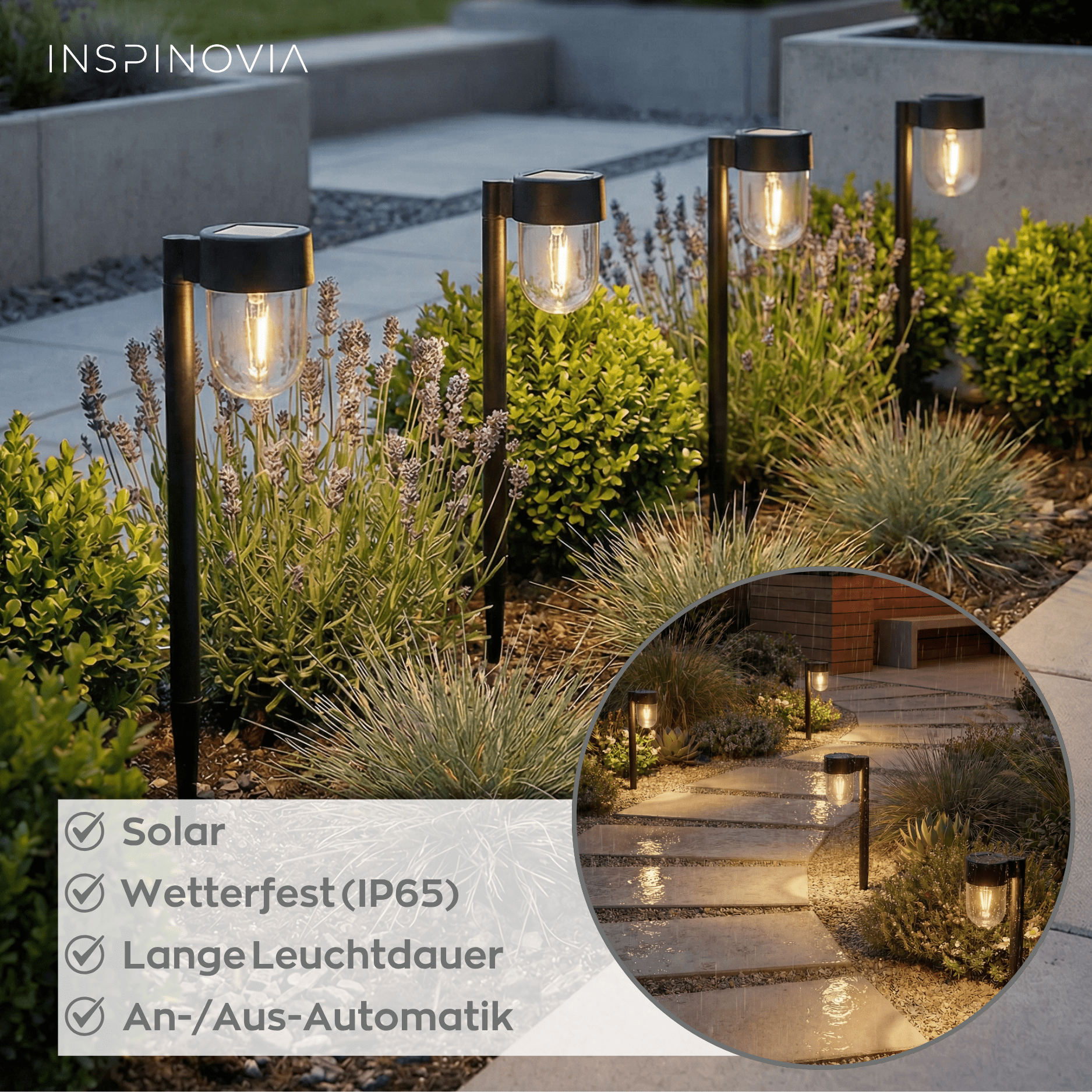 SOLAR Leuchte 4er Set - Modell 5 - Inspinovia